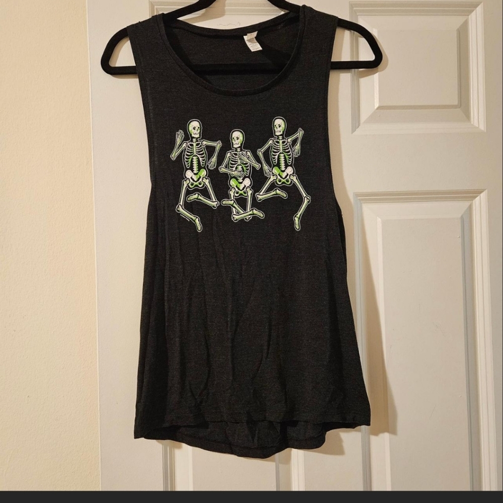 Black Skeleton Graphic Women's Tank Top